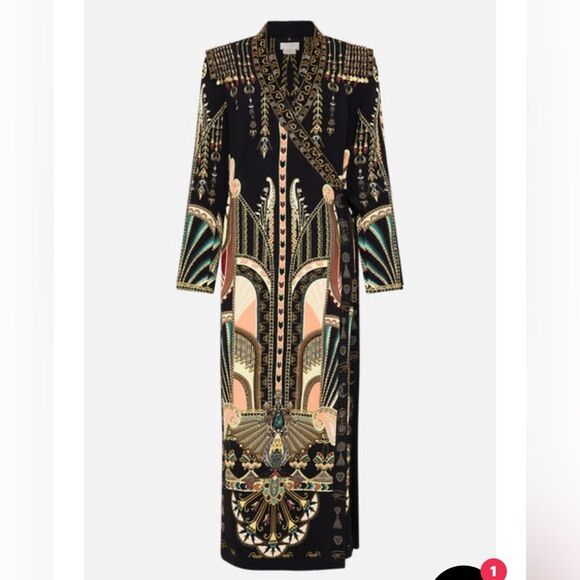 36 NWOT 1600.00 CAMILLA THEY CALL HER NEFERTARI HAND EMBELLISHED CROSS OVER COAT - Picture 3 of 5